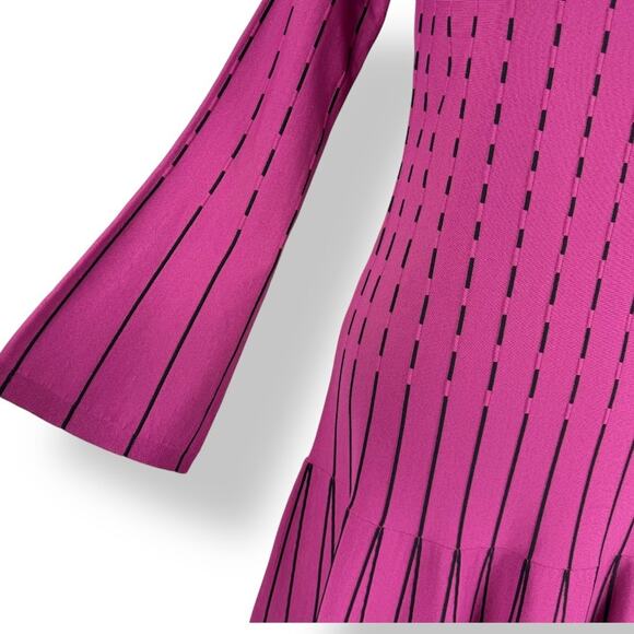 Prabal Gurung Womens Stripe Off The Shoulder Knit Dress Size 6 Raspberry - Picture 7 of 15